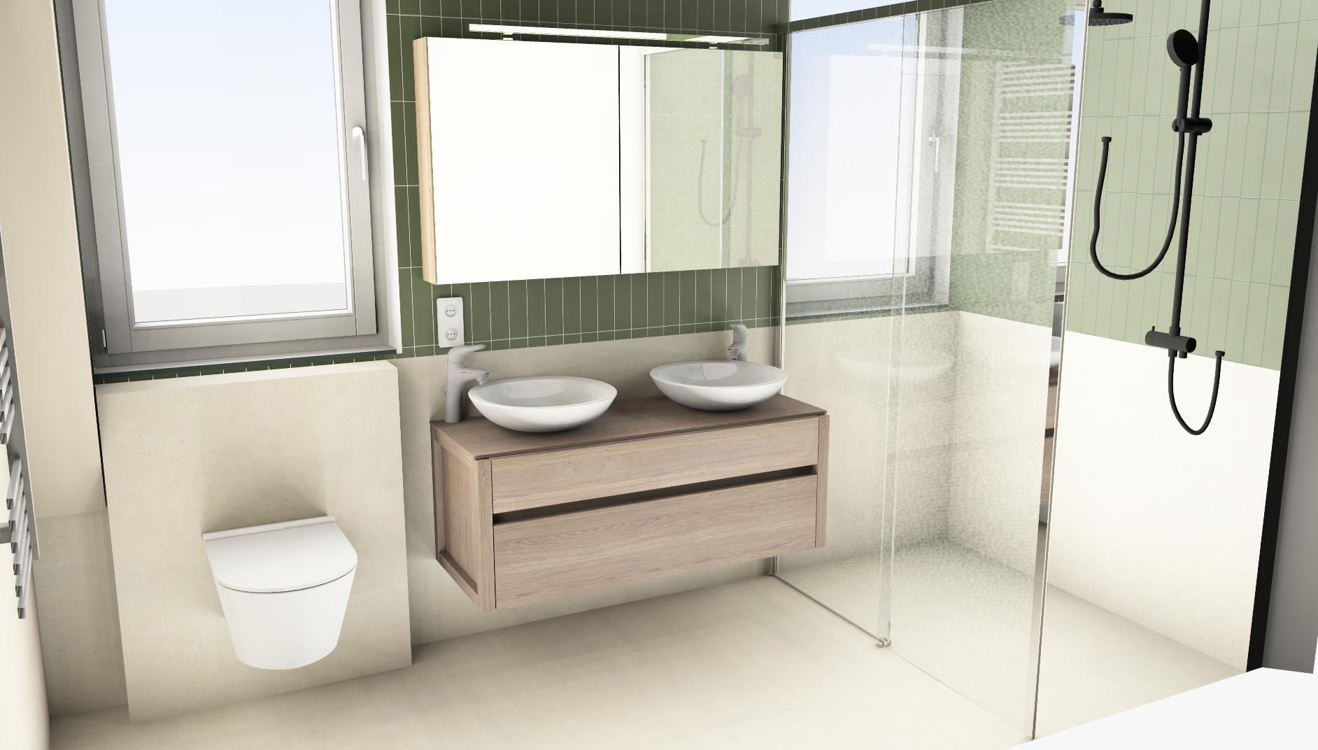 3D groene badkamer